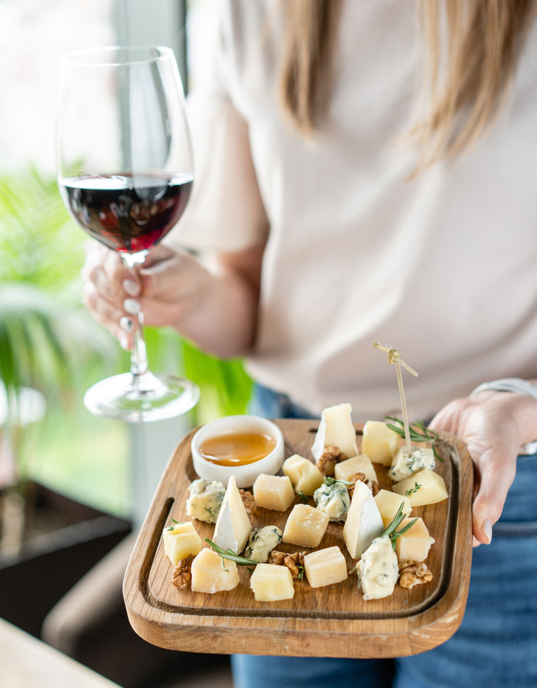 Cheese and red wine